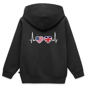 États-Unis Grande-Bretagne Drapeaux américains Britanniques britanniques - Sweat Premium à capuche zippé enfant bio - noir - Dos - AI Model Kid Male (0cm)