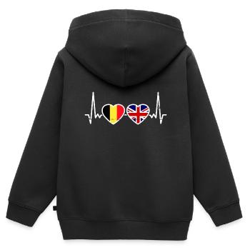 Belgien Großbritannien Flagge Belgisch Britisch - Kinder Premium Organic Zip Hoodie - Schwarz - Hinten - AI Model Kid Male (0cm)