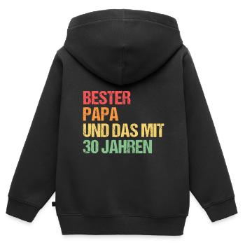 Papa 30 Jahre Papa mit 30 Jahren Geschenk - Kinder Premium Organic Zip Hoodie - Schwarz - Hinten - AI Model Kid Male (0cm)