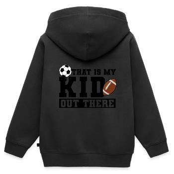 baller fussball baller Geschenk - Kinder Premium Organic Zip Hoodie - Schwarz - Hinten - AI Model Kid Male (0cm)