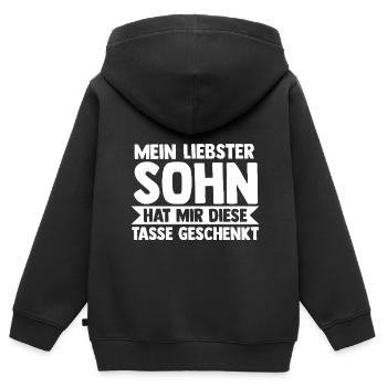 Sohn Familie Söhne Geschenk - Kinder Premium Organic Zip Hoodie - Schwarz - Hinten - AI Model Kid Male (0cm)