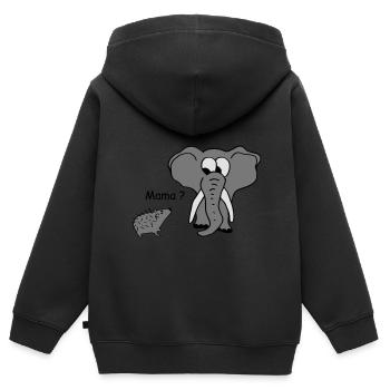 Igel verwechselt Elefant mit Mama - Kinder Premium Organic Zip Hoodie - Schwarz - Hinten - AI Model Kid Male (0cm)