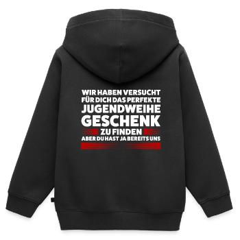 Jugendweihe Jugend Konfirmation Geschenk - Kinder Premium Organic Zip Hoodie - Schwarz - Hinten - AI Model Kid Male (0cm)