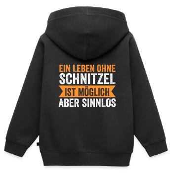 Schnitzel Wiener Wiener Geschenk - Kinder Premium Organic Zip Hoodie - Schwarz - Hinten - AI Model Kid Male (0cm)