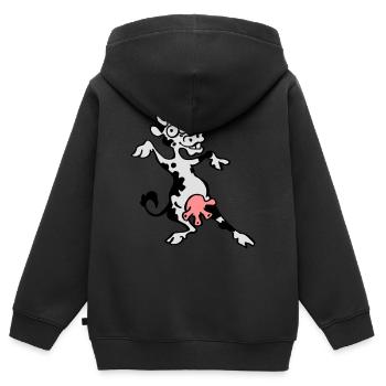 Bekloppte Kuh - Kinder Premium Organic Zip Hoodie - Schwarz - Hinten - AI Model Kid Male (0cm)