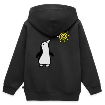 Pinguin + Sonne - Kinder Premium Organic Zip Hoodie - Schwarz - Hinten - AI Model Kid Male (0cm)