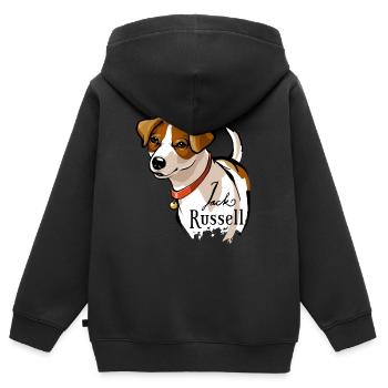 Jack Russell - Kinder Premium Organic Zip Hoodie - Schwarz - Hinten - AI Model Kid Male (0cm)