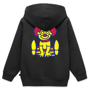 Fröhlicher Clown - Kinder Premium Organic Zip Hoodie - Schwarz - Hinten - AI Model Kid Male (0cm)