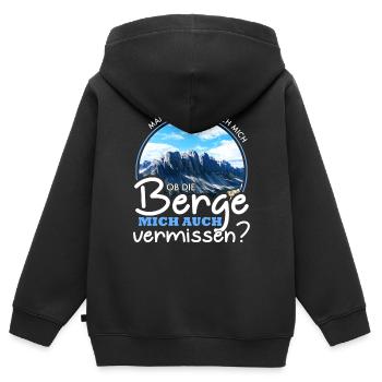 Vermissen mich die Berge? Geschenk - Kinder Premium Organic Zip Hoodie - Schwarz - Hinten - AI Model Kid Male (0cm)