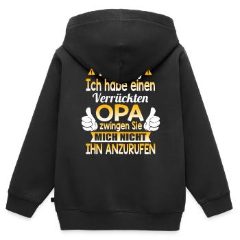 Warnung OPA - Kinder Premium Organic Zip Hoodie - Schwarz - Hinten - AI Model Kid Male (0cm)