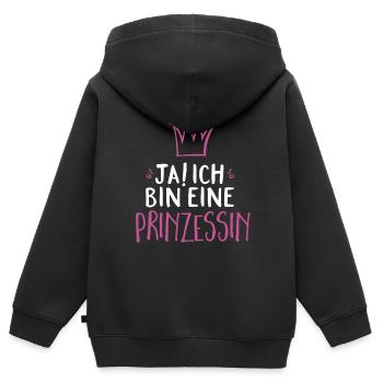 Ich bin eine Prinzessin - Kinder Premium Organic Zip Hoodie - Schwarz - Hinten - AI Model Kid Male (0cm)