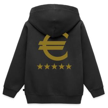 € euro 5 star money - Sweat Premium à capuche zippé enfant bio - noir - Dos - AI Model Kid Male (0cm)
