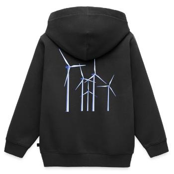 éoliennes - Sweat Premium à capuche zippé enfant bio - noir - Dos - AI Model Kid Male (0cm)