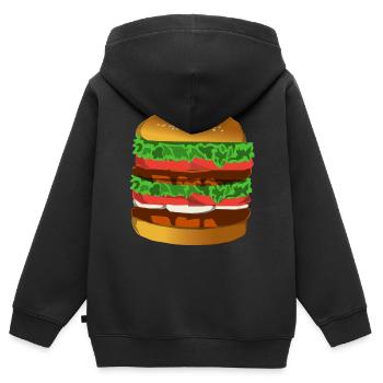 hamburger - Sweat Premium à capuche zippé enfant bio - noir - Dos - AI Model Kid Male (0cm)