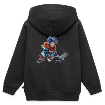 Little hockey player - Kids Premium Organic Zip-up Hoodie - black - Back - AI Model Kid Male (0cm)