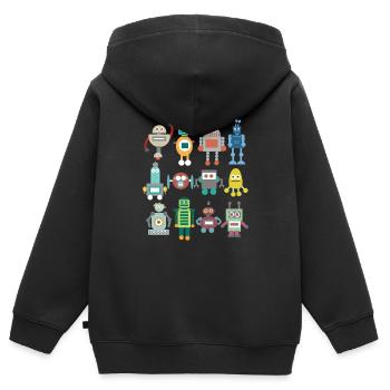 Roboter Retro - Kinder Premium Organic Zip Hoodie - Schwarz - Hinten - AI Model Kid Male (0cm)