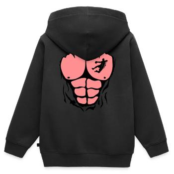 handball corps muscle dechire muscu body - Sweat Premium à capuche zippé enfant bio - noir - Dos - AI Model Kid Male (0cm)