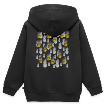ananas - Sweat Premium à capuche zippé enfant bio - noir - Dos - AI Model Kid Male (0cm)