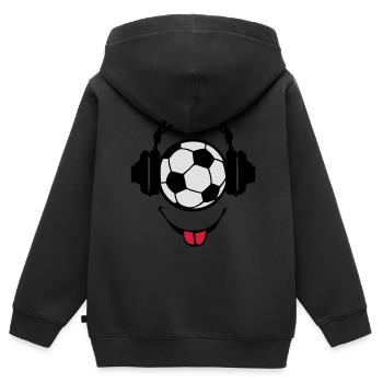 casque headphones football dj smiley1 - Sweat Premium à capuche zippé enfant bio - noir - Dos - AI Model Kid Male (0cm)