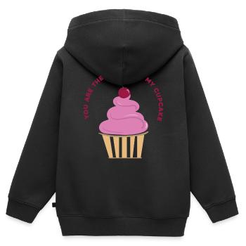 Cupcake - Vous êtes mes cerises - Déclaration d'amour - Sweat Premium à capuche zippé enfant bio - noir - Dos - AI Model Kid Male (0cm)