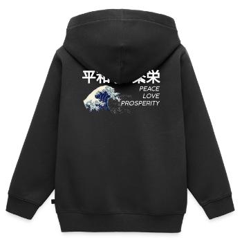 Paix Amour Prospérité Japon cadeau japonais - Sweat Premium à capuche zippé enfant bio - noir - Dos - AI Model Kid Male (0cm)