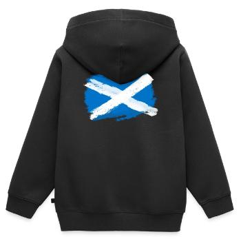 Souvenir écossais cadeau drapeau écossais - Sweat Premium à capuche zippé enfant bio - noir - Dos - AI Model Kid Male (0cm)