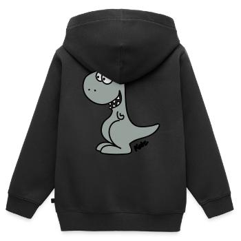 Dino (c) - Sweat Premium à capuche zippé enfant bio - noir - Dos - AI Model Kid Male (0cm)