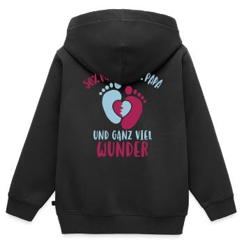 50% Mama 50% Papa Ganz viel Wunder Baby Kind - Kinder Premium Organic Zip Hoodie - Schwarz - Hinten - AI Model Kid Male (0cm)