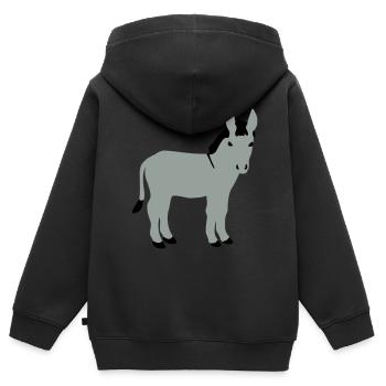 Âne - Sweat Premium à capuche zippé enfant bio - noir - Dos - AI Model Kid Male (0cm)