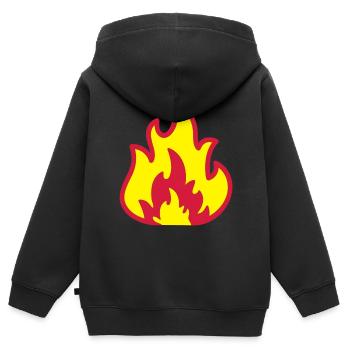 fire__f2 - Kinder Premium Organic Zip Hoodie - Schwarz - Hinten - AI Model Kid Male (0cm)