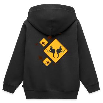 KANGAROO FUN - Kinder Premium Organic Zip Hoodie - Schwarz - Hinten - AI Model Kid Male (0cm)