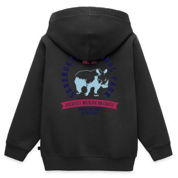 SERENGETI NATURAL PARK - RHINO - Kinder Premium Organic Zip Hoodie - Schwarz - Hinten - AI Model Kid Male (0cm)