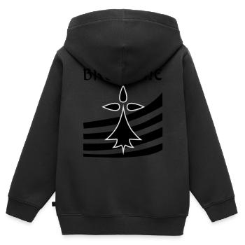 Bretagne blason - Sweat Premium à capuche zippé enfant bio - noir - Dos - AI Model Kid Male (0cm)