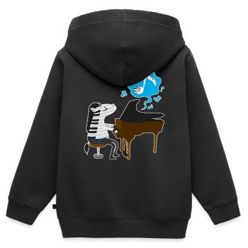 Ein Zebra spielt Klavier - Kinder Premium Organic Zip Hoodie - Schwarz - Hinten - AI Model Kid Male (0cm)