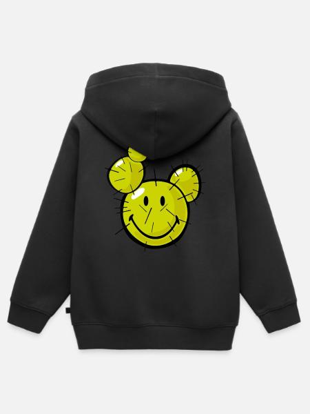 Smiley Cactus - Kinder Premium Organic Zip Hoodie - Schwarz
