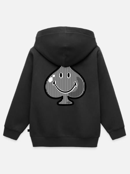 Smiley Spades Stripes - Kinder Premium Organic Zip Hoodie - Schwarz