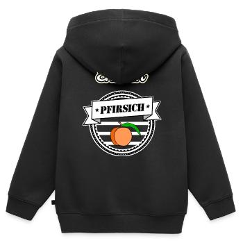 Endlich Pfirsich - 40 Vierzig sw - Kinder Premium Organic Zip Hoodie - Schwarz - Hinten - AI Model Kid Male (0cm)
