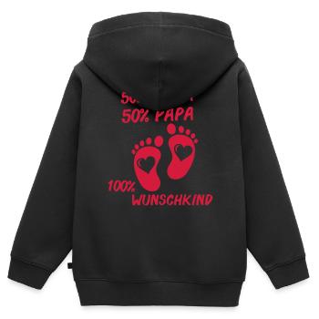 100_wunschkind_001 - Kinder Premium Organic Zip Hoodie - Schwarz - Hinten - AI Model Kid Male (0cm)