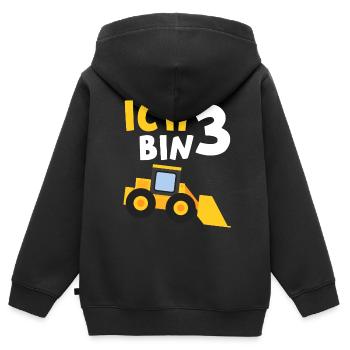Ich bin 3 Bagger 3. Geburtstag - Kinder Premium Organic Zip Hoodie - Schwarz - Hinten - AI Model Kid Male (0cm)