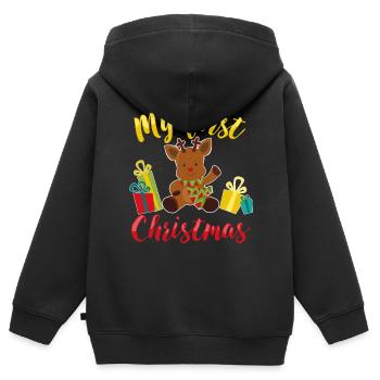 My first Christmas - Mein erstes Weihnachten Baby - Kinder Premium Organic Zip Hoodie - Schwarz - Hinten - AI Model Kid Male (0cm)