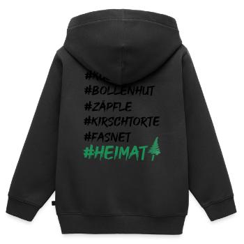 Schwarzwald Heimat Bollenhut Kuckuck T-Shirt - Kinder Premium Organic Zip Hoodie - Schwarz - Hinten - AI Model Kid Male (0cm)