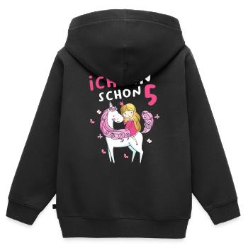 Kinder Mädchen Einhorn Fee 5. Geburtstag 5 Jahre - Kinder Premium Organic Zip Hoodie - Schwarz - Hinten - AI Model Kid Male (0cm)