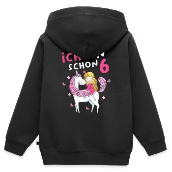 Kinder Mädchen Einhorn Fee 6. Geburtstag 6 Jahre - Kinder Premium Organic Zip Hoodie - Schwarz - Hinten - AI Model Kid Male (0cm)