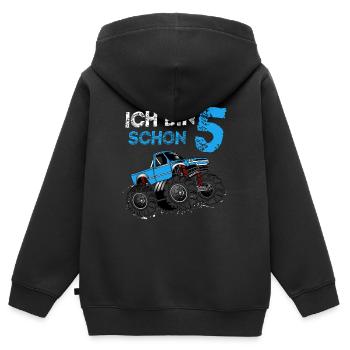 Kinder 5. Geburtstag Geschenk Monster Truck 5 - Kinder Premium Organic Zip Hoodie - Schwarz - Hinten - AI Model Kid Male (0cm)