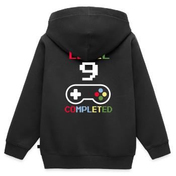 Birthday Level 9 Completed Gamer Gift - Kids Premium Organic Zip-up Hoodie - black - Back - AI Model Kid Male (0cm)