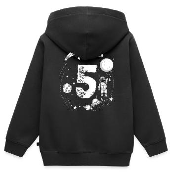 Astronaute spatial pour enfants Astronaute du 5e anniversaire - Sweat Premium à capuche zippé enfant bio - noir - Dos - AI Model Kid Male (0cm)