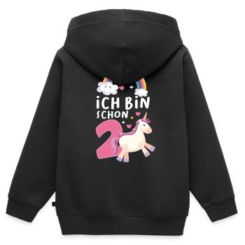 2. Geburtstag Mädchen 2 Jahre Einhorn Geschenk - Kinder Premium Organic Zip Hoodie - Schwarz - Hinten - AI Model Kid Male (0cm)