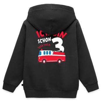 3. Geburtstag Feuerwehrwagen Jungen 3 Jahre - Kinder Premium Organic Zip Hoodie - Schwarz - Hinten - AI Model Kid Male (0cm)