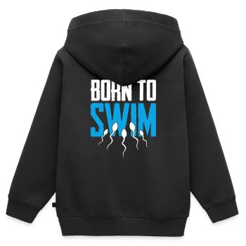 Cadeau de sperme de nageur de natation - Sweat Premium à capuche zippé enfant bio - noir - Dos - AI Model Kid Male (0cm)