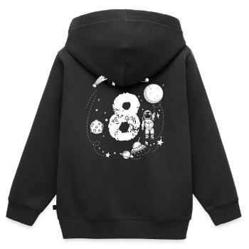 Astronaute de l'espace 8e anniversaire pour les astronautes 8e anniversaire - Sweat Premium à capuche zippé enfant bio - noir - Dos - AI Model Kid Male (0cm)